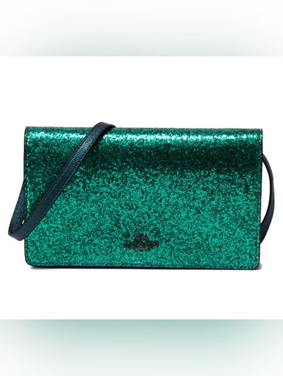 Coach Handbags - SOLD✨️NWOT Coach Limited Edition Green Glitter Hayden Foldover Crossbody, 2018